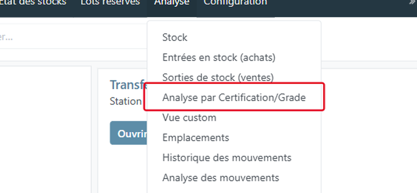 Choisissez Analyse par Certification/Grade