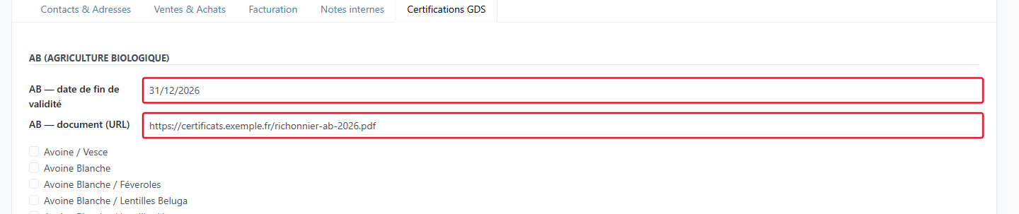 Collez le lien du certificat (document en ligne)