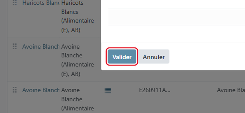 Cliquez sur Valider dans la fenêtre