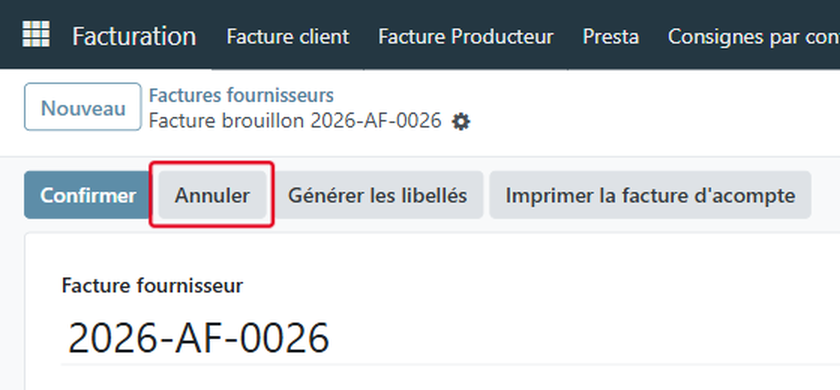 Cliquez sur Annuler