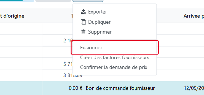 Choisissez Fusionner
