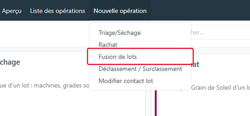 Choisissez Fusion de lots