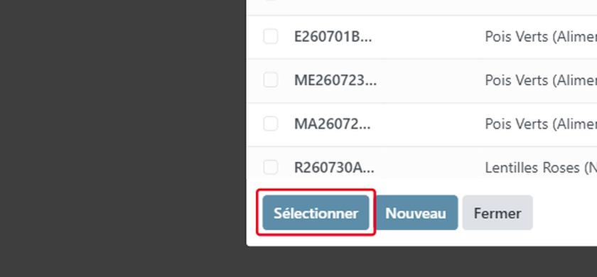 Cliquez sur Sélectionner