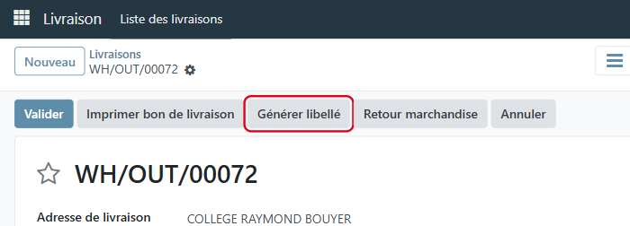 Cliquez sur Générer libellé