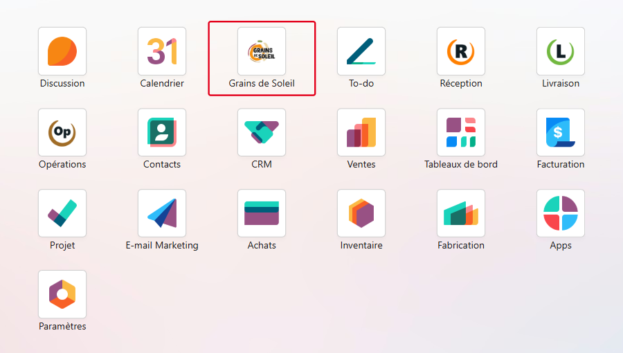 Cliquez sur le module Grains de Soleil