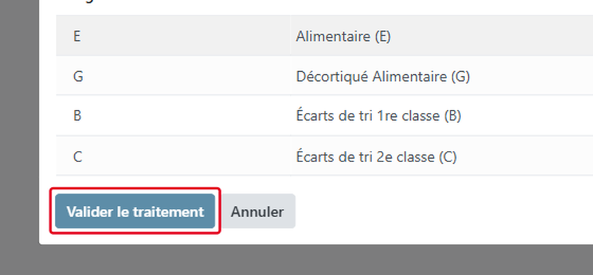 Cliquez sur Valider le traitement