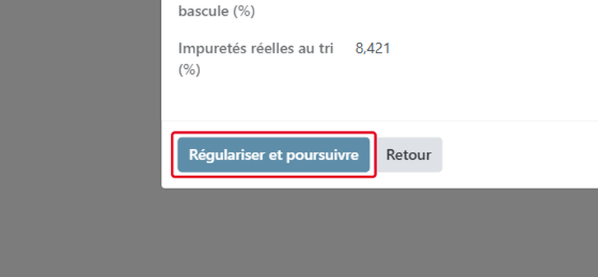 Cliquez sur Régulariser et poursuivre