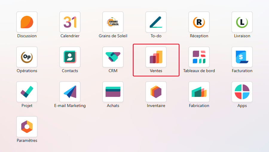 Cliquez sur le module Ventes