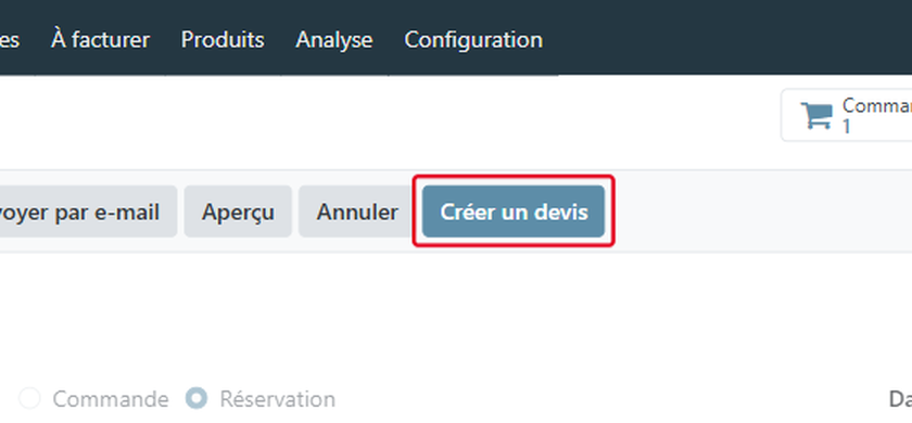 Cliquez sur Créer un devis