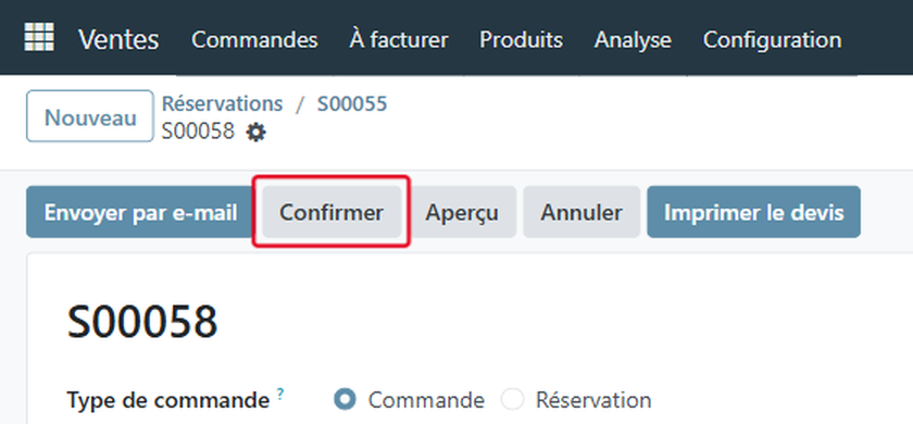 Cliquez sur Confirmer