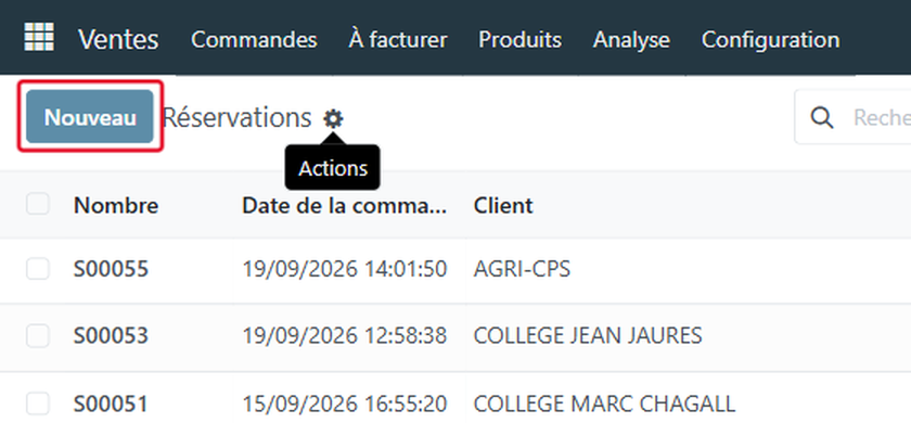 Cliquez sur Nouveau
